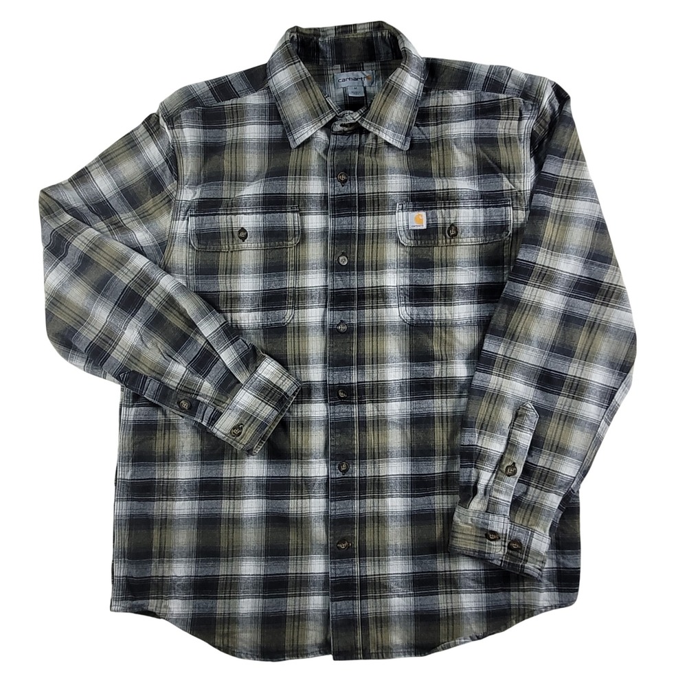Carhartt‎ Shirt Jacket Men's Medium Plaid 100% Cotton Flannel Shacket 103822-001